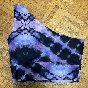 NEW Diamond Purple Tie Dye Performance One Shoulder Comfort Crop Top XXL